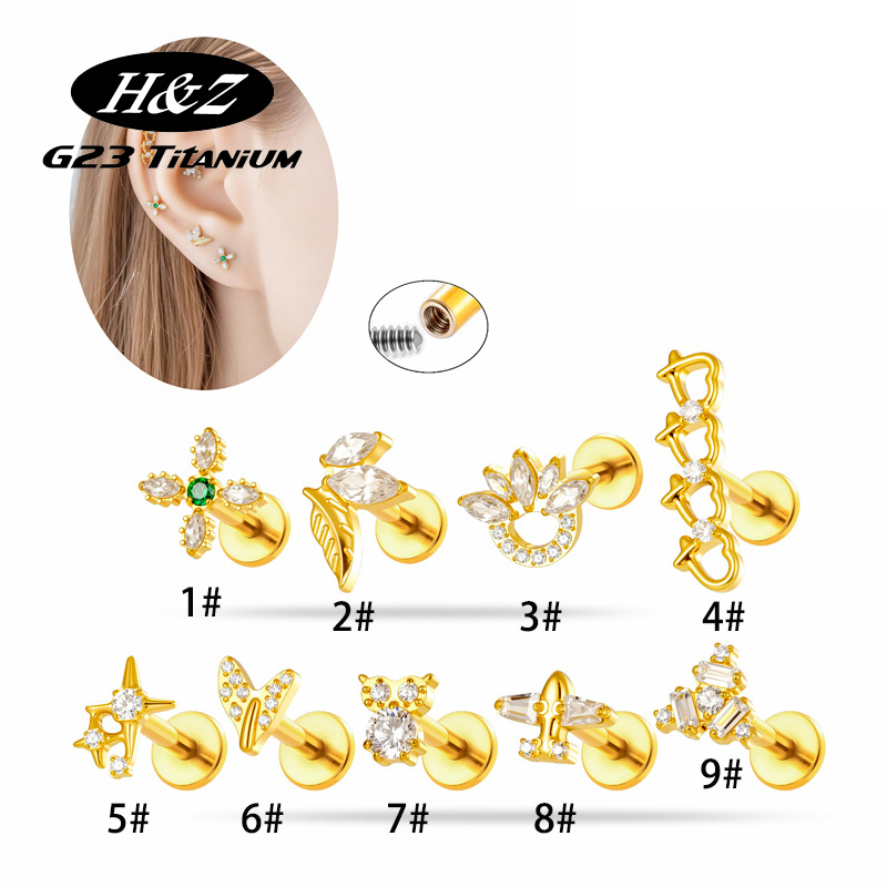 Body Jewelry Implant Grade Titanium - 1 шт. титановая серьга-лабрет G23 16G
