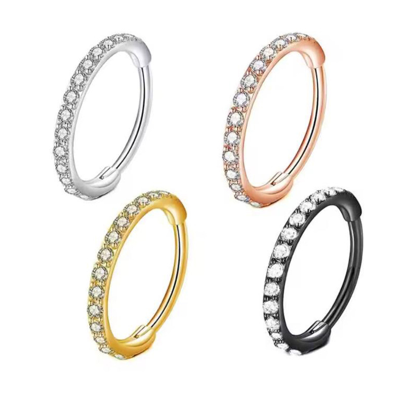 Body Jewelry Ear - Кольцо для носа 16G с прозрачными