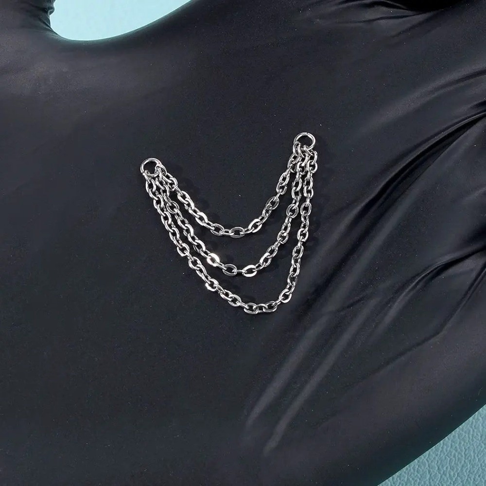 Body Jewelry Ear - Модная титановая цепочка для носа, двойная
