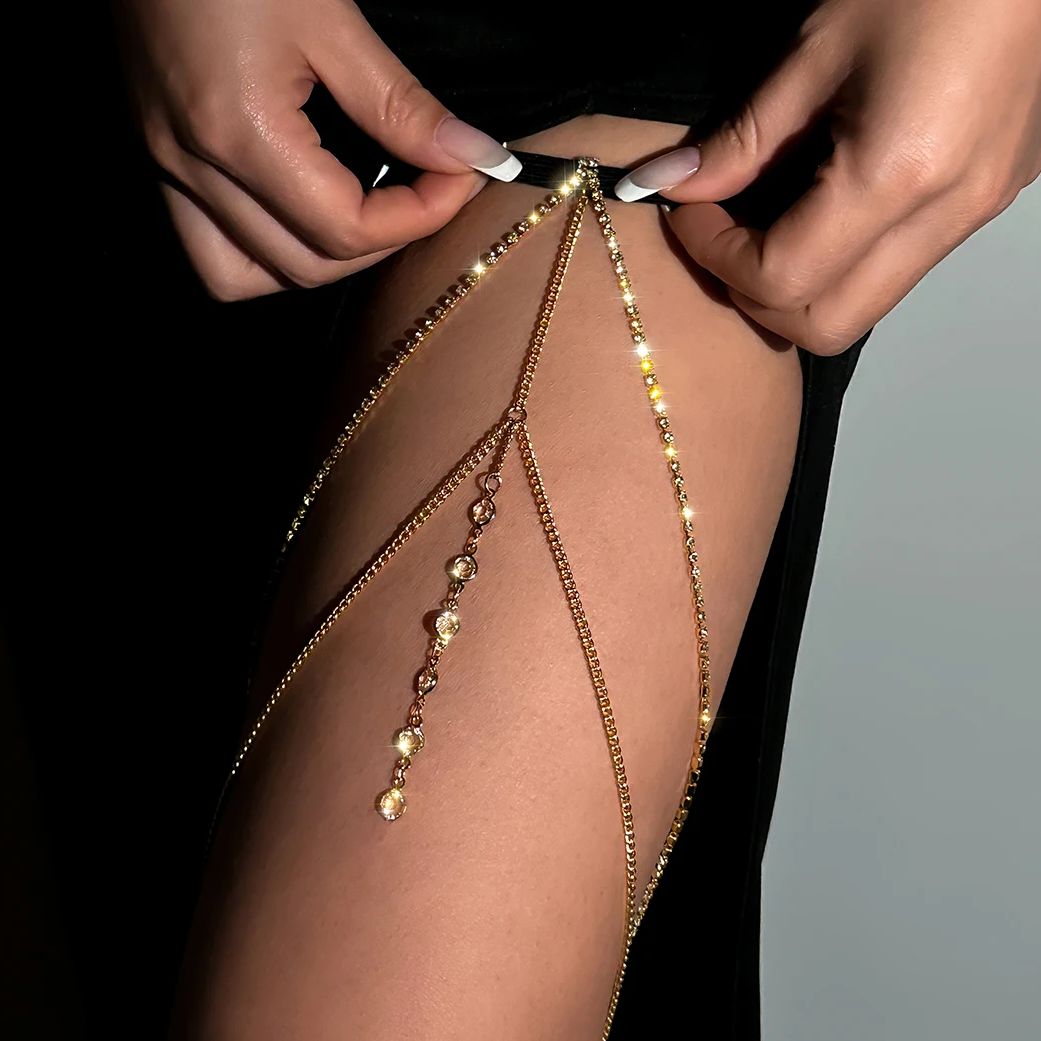 Body Jewelry Leg Chain - Сексуальные блестящие хрустальные многослойные цепочки на