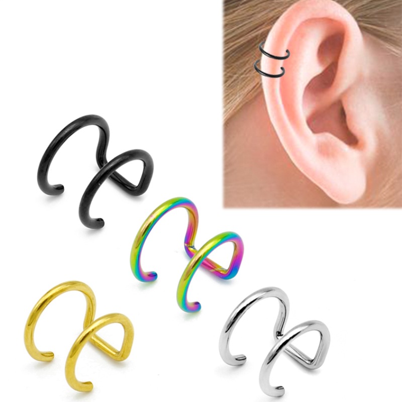 Body Jewelry Ear - 2 шт. клипсы-каффы из нержавеющей стали