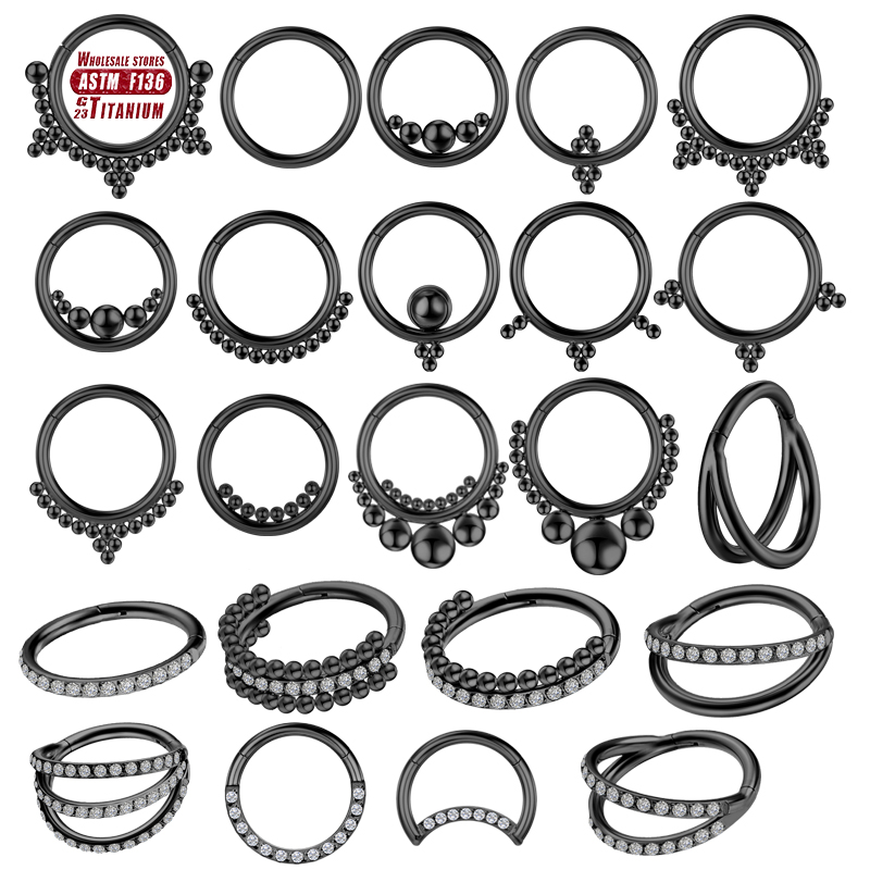 Body Jewelry Implant Grade Titanium - F136 Титановый пирсинг, черное кольцо в