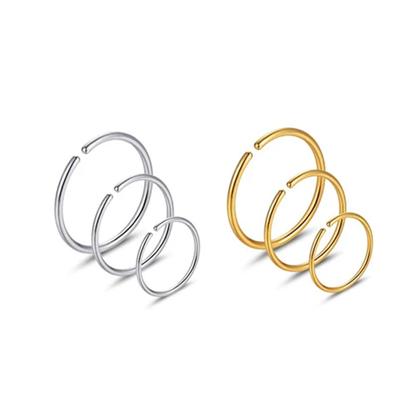 Body Jewelry Ear - Набор из 6 гипоаллергенных колец для