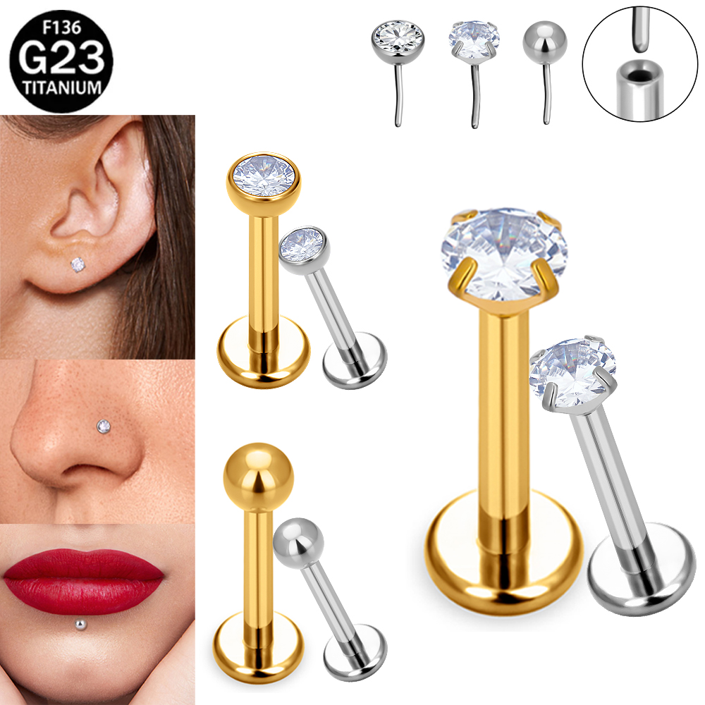 Body Jewelry Implant Grade Titanium - Титановые гипоаллергенные серьги-лабреты F136 G23 имплантационного