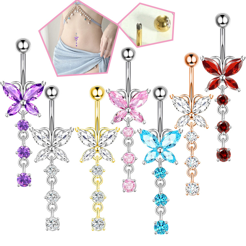 Золотистая бабочка 14GA с подв – обзор и цена Body Jewelry Belly Button Rings